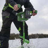 ION ICE FISHING G1 8 Electric Power Ice Fishing Auger with High Performance 4Ah 40V MAX Gen 1 Lithium-Ion Battery Green/Black