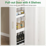 47?? Kitchen Pantry Cabinet with Drawer, Pantry Storage Cabinet with Adjustable Shelves, White Kitchen Pantry Storage Cabinet, Buffet Cupboards Sideboard for Home Office Use
